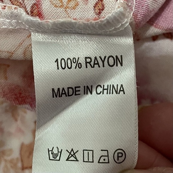 Salty Bright Dress Womens Sz 12 Pink White Floral Boho Tiered Rayon Maxi… - Picture 7 of 8